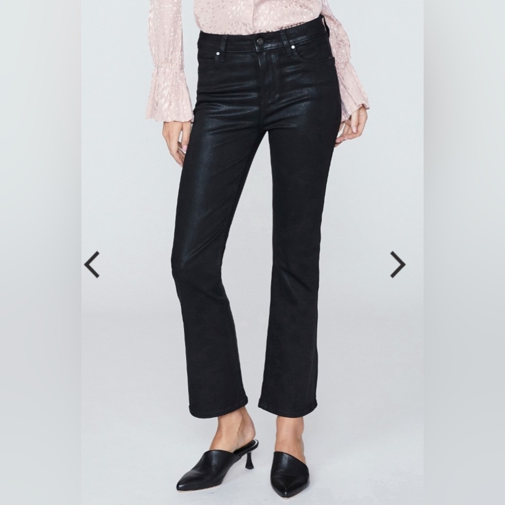 Paige‎ Claudine Ankle Flare Jeans in Coated Black Fog.